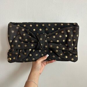 Black and Gold Polka Dot Knot Juicy Couture Clutch Bag